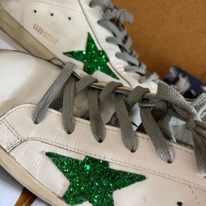 Golden Goose superstar sneaker with green size EU 41 glitter star